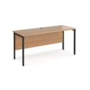 Maestro 25 straight desk 1600mm x 600mm - black H-frame leg and beech top