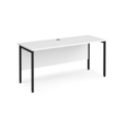 Maestro 25 straight desk 1600mm x 600mm - black H-frame leg and white top