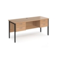 Maestro 25 straight desk 1600mm x 600mm with two x 2 drawer pedestals - black H-frame leg and beech top