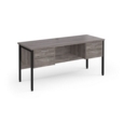 Maestro 25 straight desk 1600mm x 600mm with two x 2 drawer pedestals - black H-frame leg and grey oak top