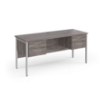 Maestro 25 straight desk 1600mm x 600mm with two x 2 drawer pedestals - silver H-frame leg and grey oak top