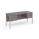 Maestro 25 straight desk 1600mm x 600mm with two x 2 drawer pedestals - silver H-frame leg and grey oak top