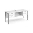Maestro 25 straight desk 1600mm x 600mm with two x 2 drawer pedestals - silver H-frame leg and white top