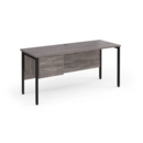 Maestro 25 straight desk 1600mm x 600mm with 2 drawer pedestal - black H-frame leg and grey oak top