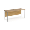 Maestro 25 straight desk 1600mm x 600mm - silver H-frame leg and oak top