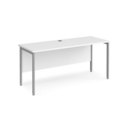 Maestro 25 straight desk 1600mm x 600mm - silver H-frame leg and white top