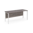 Maestro 25 straight desk 1600mm x 600mm - white H-frame leg and grey oak top
