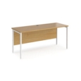 Maestro 25 straight desk 1600mm x 600mm - white H-frame leg and oak top