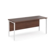 Maestro 25 straight desk 1600mm x 600mm - white H-frame leg and walnut top
