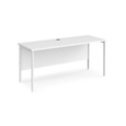 Maestro 25 straight desk 1600mm x 600mm - white H-frame leg and white top