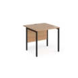 Maestro 25 straight desk 800mm x 800mm - black H-frame leg and beech top
