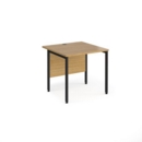 Maestro 25 straight desk 800mm x 800mm - black H-frame leg and oak top