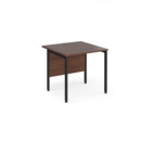 Maestro 25 straight desk 800mm x 800mm - black H-frame leg and walnut top