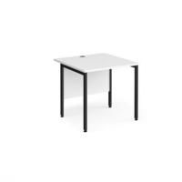 Maestro 25 straight desk 800mm x 800mm - black H-frame leg and white top