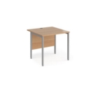 Maestro 25 straight desk 800mm x 800mm - silver H-frame leg and beech top