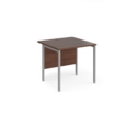 Maestro 25 straight desk 800mm x 800mm - silver H-frame leg and walnut top