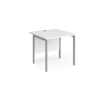 Maestro 25 straight desk 800mm x 800mm - silver H-frame leg and white top
