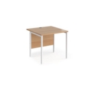 Maestro 25 straight desk 800mm x 800mm - white H-frame leg and beech top