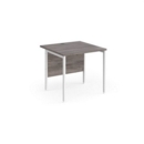 Maestro 25 straight desk 800mm x 800mm - white H-frame leg and grey oak top