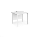 Maestro 25 straight desk 800mm x 800mm - white H-frame leg and white top