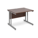 Momento straight desk 1000mm x 800mm - silver cantilever frame and walnut top