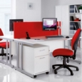 Momento straight desk 1000mm x 800mm - silver cantilever frame and walnut top
