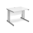 Momento straight desk 1000mm x 800mm - silver cantilever frame and white top