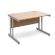 Momento straight desk 1200mm x 800mm - silver cantilever frame and beech top