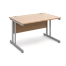 Momento straight desk 1200mm x 800mm - silver cantilever frame and beech top