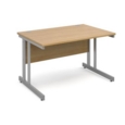 Momento straight desk 1200mm x 800mm - silver cantilever frame and oak top