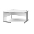 Momento left hand ergonomic desk 1400mm - silver cantilever frame and white top