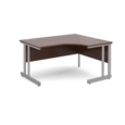 Momento right hand ergonomic desk 1400mm - silver cantilever frame and walnut top