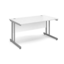 Momento straight desk 1400mm x 800mm - silver cantilever frame and white top