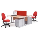 Momento right hand wave desk 1400mm - silver cantilever frame and beech top