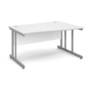 Momento right hand wave desk 1400mm - silver cantilever frame and white top