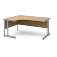 Momento left hand ergonomic desk 1600mm - silver cantilever frame and oak top