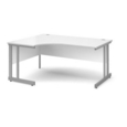Momento left hand ergonomic desk 1600mm - silver cantilever frame and white top