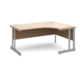 Momento right hand ergonomic desk 1600mm - silver cantilever frame and beech top