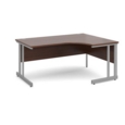 Momento right hand ergonomic desk 1600mm - silver cantilever frame and walnut top