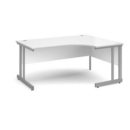 Momento right hand ergonomic desk 1600mm - silver cantilever frame and white top