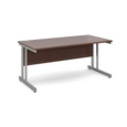 Momento straight desk 1600mm x 800mm - silver cantilever frame and walnut top