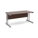 Momento straight desk 1600mm x 800mm - silver cantilever frame and walnut top