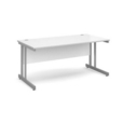 Momento straight desk 1600mm x 800mm - silver cantilever frame and white top