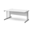 Momento left hand wave desk 1600mm - silver cantilever frame and white top