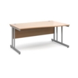 Momento right hand wave desk 1600mm - silver cantilever frame and beech top
