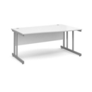 Momento right hand wave desk 1600mm - silver cantilever frame and white top