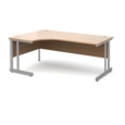 Momento left hand ergonomic desk 1800mm - silver cantilever frame and beech top