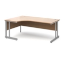 Momento left hand ergonomic desk 1800mm - silver cantilever frame and beech top
