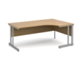 Momento right hand ergonomic desk 1800mm - silver cantilever frame and oak top