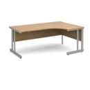 Momento right hand ergonomic desk 1800mm - silver cantilever frame and oak top
